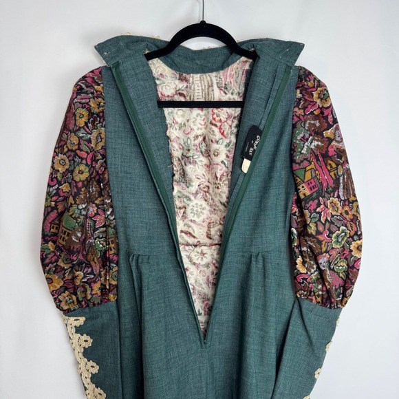 VTG RARE 1969 Gunne Sax California Green Floral Renaissance Maxi Dress Cottage - Picture 10 of 13